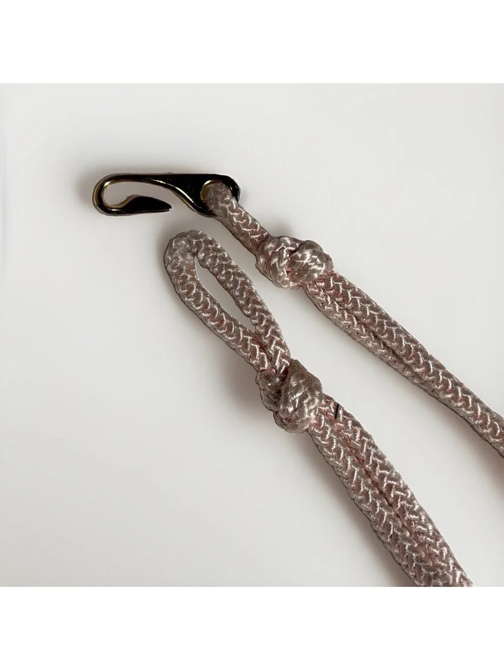 Vintage 80s Pink Braided Satin Belt with Faux Pearls & Gold-